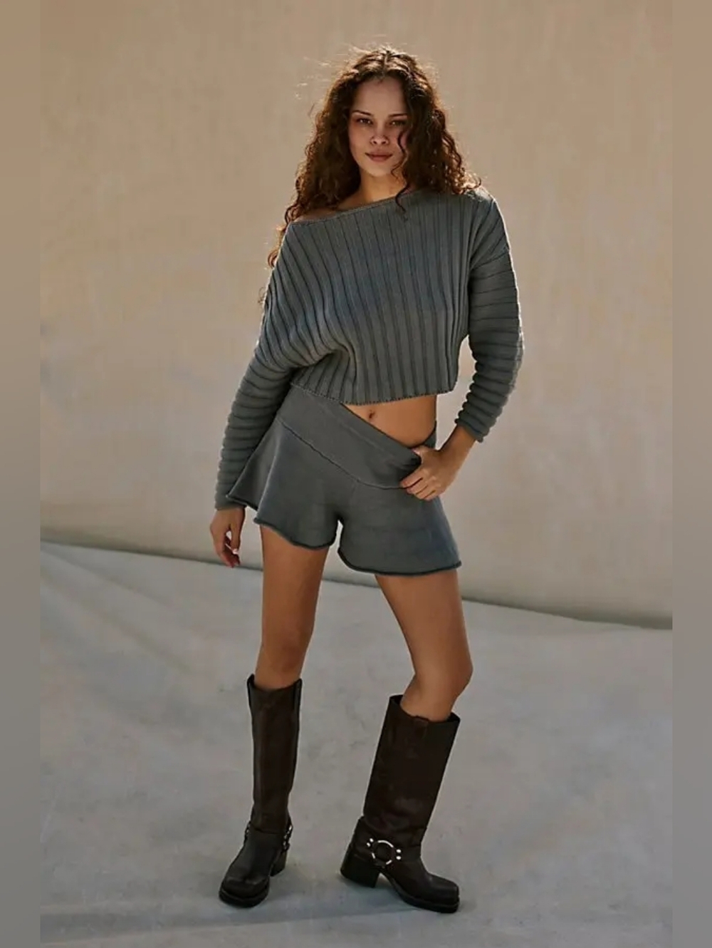 Free People Katya Sweater Set Steel Grey Size M New With Tags